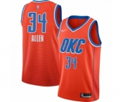 Men's Oklahoma City Thunder #34 Ray Allen Authentic Orange Finished Basketball Jersey - Statement Edition