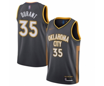 Men's Oklahoma City Thunder #35 Kevin Durant Authentic Charcoal Basketball Jersey - 2019-20 City Edition