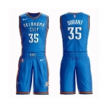 Men's Oklahoma City Thunder #35 Kevin Durant Authentic Royal Blue Basketball Suit Jersey - Icon Edition