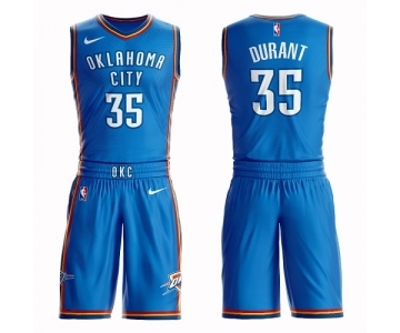 Men's Oklahoma City Thunder #35 Kevin Durant Authentic Royal Blue Basketball Suit Jersey - Icon Edition