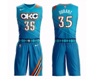 Men's Oklahoma City Thunder #35 Kevin Durant Authentic Turquoise Basketball Suit Jersey - City Edition