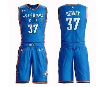 Men's Oklahoma City Thunder #37 Kevin Hervey Swingman Royal Blue Basketball Suit Jersey - Icon Edition