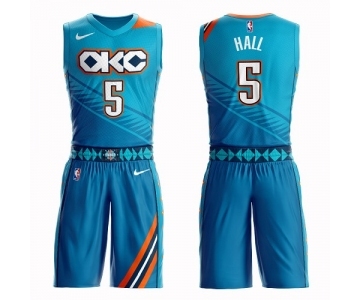 Men's Oklahoma City Thunder #5 Devon Hall Swingman Turquoise Basketball Suit Jersey - City Edition