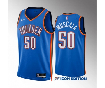 Men's Oklahoma City Thunder #50 Mike Muscala Blue Icon Edition Stitched Basketball Jersey