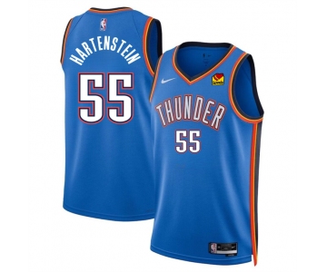 Men's Oklahoma City Thunder #55 Isaiah Hartenstein Blue Icon Edition Stitched Basketball Jersey