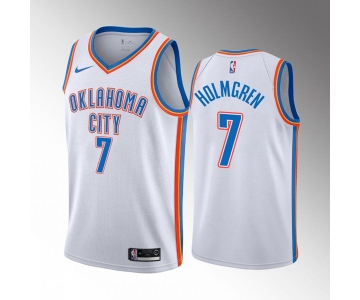 Men's Oklahoma City Thunder #7 Chet Holmgren 2022 Draft White Stitched NBA Jersey