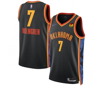 Men's Oklahoma City Thunder #7 Chet Holmgren Black 2024-25 City Edition Stitched Basketball Jersey