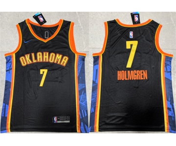 Men's Oklahoma City Thunder #7 Chet Holmgren Black 2024 City Edition Stitched Basketball Jersey