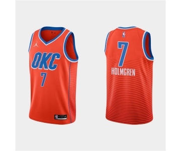 Men's Oklahoma City Thunder #7 Chet Holmgren Orange Stitched Basketball Jersey