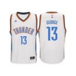 Men's Paul George Oklahoma City Thunder #13 Home White New Swingman Jersey