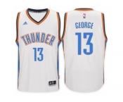 Men's Paul George Oklahoma City Thunder #13 Home White New Swingman Jersey