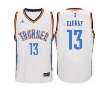 Men's Paul George Oklahoma City Thunder #13 Home White New Swingman Jersey