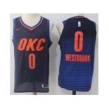 Nike Oklahoma City Thunder #0 Russell Westbrook Black Blue Stitched NBA Swingman Jersey