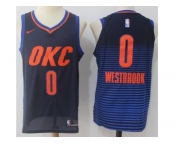 Nike Oklahoma City Thunder #0 Russell Westbrook Black Blue Stitched NBA Swingman Jersey