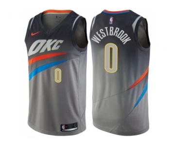 Nike Oklahoma City Thunder #0 Russell Westbrook Gray NBA Swingman City Edition Jersey