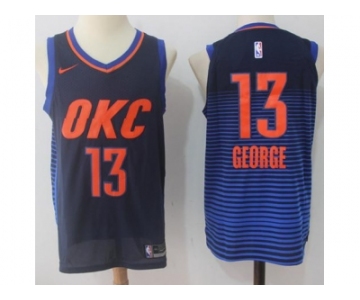 Nike Oklahoma City Thunder #13 Paul George Black Blue Stitched NBA Swingman Jersey