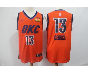 Nike Thunder  #13 Paul George Orange 2019 Earned Edition Nike Swingman Jersey