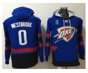 Oklahoma City Thunder #0 Russell Westbrook Blue Name & Number Pullover NBA Hoodie