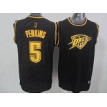 nba oklahoma city thunder #5 perkins black[gold lettering fashion]