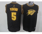 nba oklahoma city thunder #5 perkins black[gold lettering fashion]