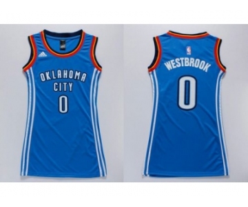 NBA Women Thunder #0 Russell Westbrook Blue Dress Stitched Jerseys