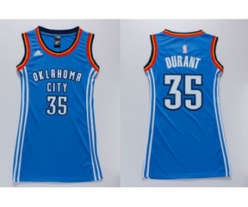 NBA Women Thunder #35 Kevin Durant Blue Dress Stitched Jerseys