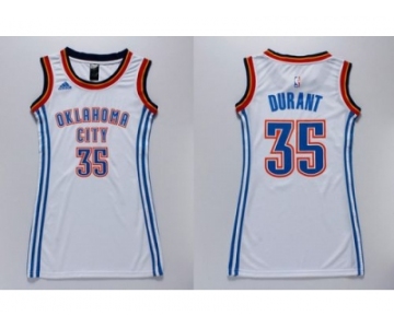 NBA Women Thunder #35 Kevin Durant White Dress Stitched Jerseys