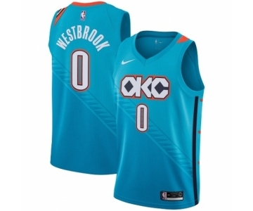 Women's Nike Oklahoma City Thunder #0 Russell Westbrook Swingman Turquoise NBA Jersey - City Edition