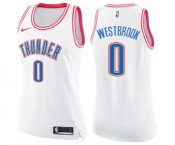 Women's Nike Oklahoma City Thunder #0 Russell Westbrook Swingman White Pink Fashion NBA Jersey