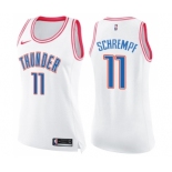 Women's Nike Oklahoma City Thunder #11 Detlef Schrempf Swingman White Pink Fashion NBA Jersey