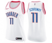 Women's Nike Oklahoma City Thunder #11 Detlef Schrempf Swingman White Pink Fashion NBA Jersey