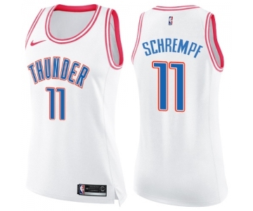 Women's Nike Oklahoma City Thunder #11 Detlef Schrempf Swingman White Pink Fashion NBA Jersey