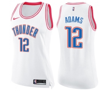 Women's Nike Oklahoma City Thunder #12 Steven Adams Swingman White Pink Fashion NBA Jersey