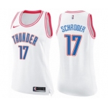 Women's Nike Oklahoma City Thunder #17 Dennis Schroder Swingman White Pink Fashion NBA Jersey