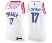 Women's Nike Oklahoma City Thunder #17 Dennis Schroder Swingman White Pink Fashion NBA Jersey