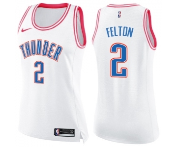 Women's Nike Oklahoma City Thunder #2 Raymond Felton Swingman White Pink Fashion NBA Jersey