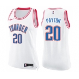 Women's Nike Oklahoma City Thunder #20 Gary Payton Swingman White Pink Fashion NBA Jersey