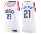 Women's Nike Oklahoma City Thunder #21 Andre Roberson Swingman White Pink Fashion NBA Jersey