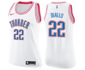 Women's Nike Oklahoma City Thunder #22 Hamidou Diallo Swingman White Pink Fashion NBA Jersey