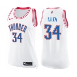 Women's Nike Oklahoma City Thunder #34 Ray Allen Swingman White Pink Fashion NBA Jersey