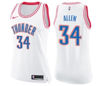 Women's Nike Oklahoma City Thunder #34 Ray Allen Swingman White Pink Fashion NBA Jersey