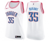 Women's Nike Oklahoma City Thunder #35 Kevin Durant Swingman White Pink Fashion NBA Jersey