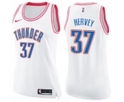 Women's Nike Oklahoma City Thunder #37 Kevin Hervey Swingman White Pink Fashion NBA Jersey