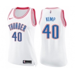 Women's Nike Oklahoma City Thunder #40 Shawn Kemp Swingman White Pink Fashion NBA Jersey