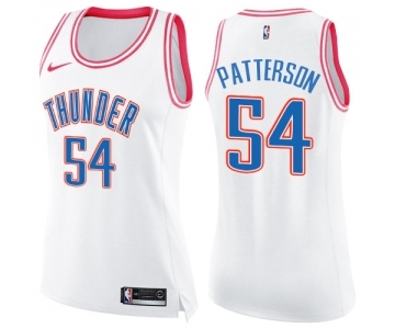 Women's Nike Oklahoma City Thunder #54 Patrick Patterson Swingman White Pink Fashion NBA Jersey