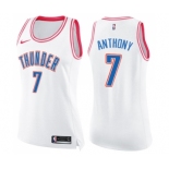 Women's Nike Oklahoma City Thunder #7 Carmelo Anthony Swingman White Pink Fashion NBA Jersey