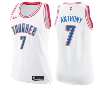 Women's Nike Oklahoma City Thunder #7 Carmelo Anthony Swingman White Pink Fashion NBA Jersey