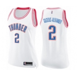 Women's Oklahoma City Thunder #2 Shai Gilgeous-Alexander Swingman White Pink Fashion Basketball Jersey