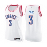 Women's Oklahoma City Thunder #3 Chris Paul Swingman White Pink Fashion Basketball Jersey