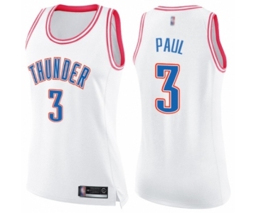 Women's Oklahoma City Thunder #3 Chris Paul Swingman White Pink Fashion Basketball Jersey